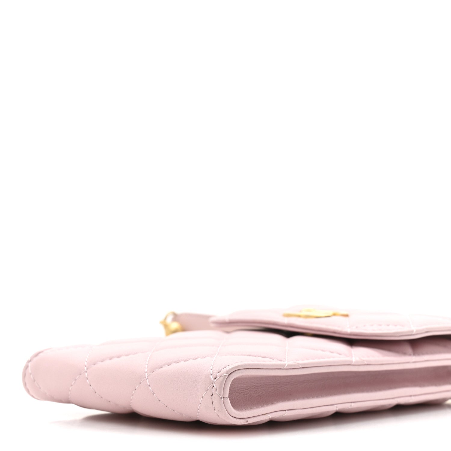 Lambskin Quilted Pearl Phone Holder With Chain Pink