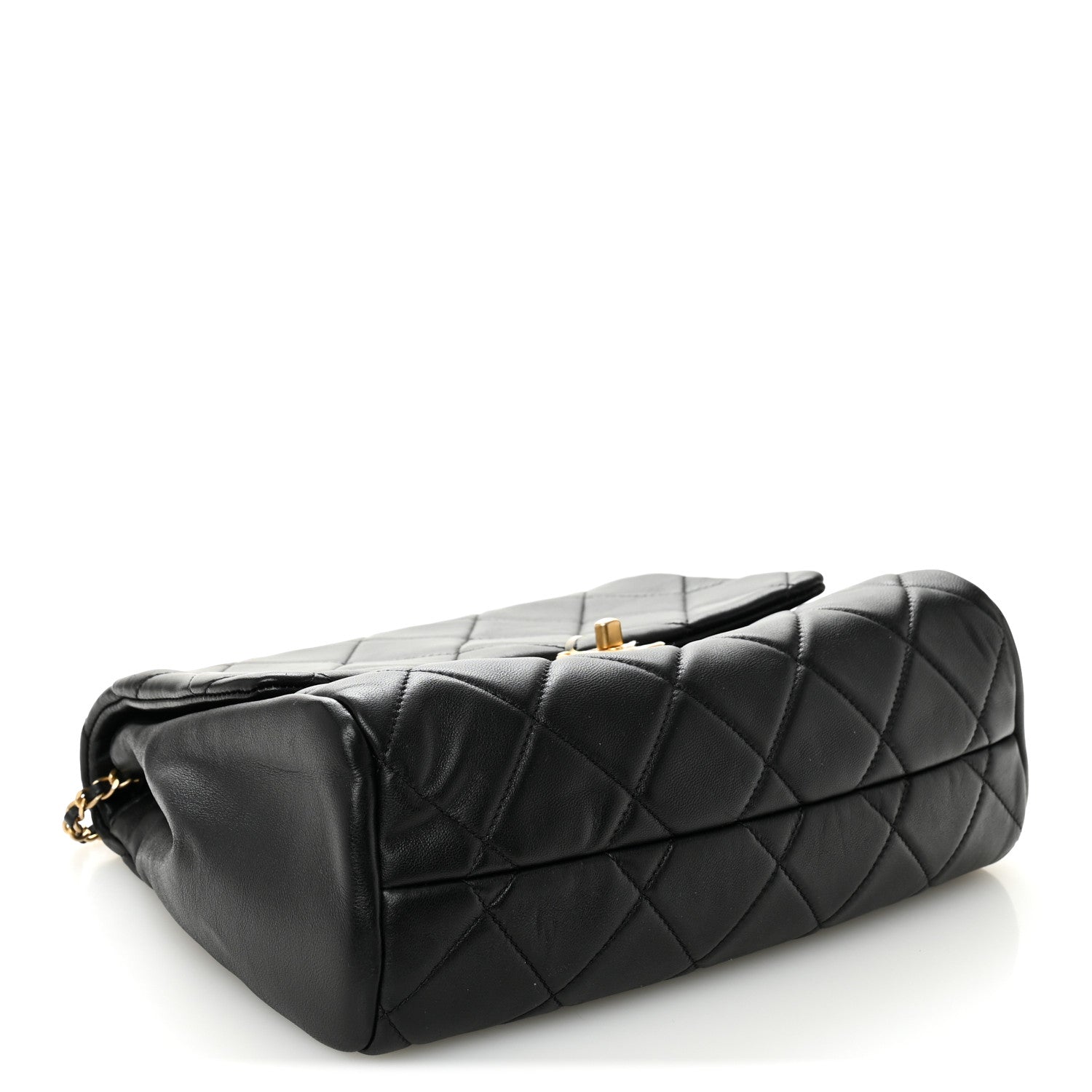 Lambskin Quilted Side Flap Black