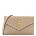 Grain De Poudre Matelasse Chevron Monogram Envelope Chain Wallet Dark Beige