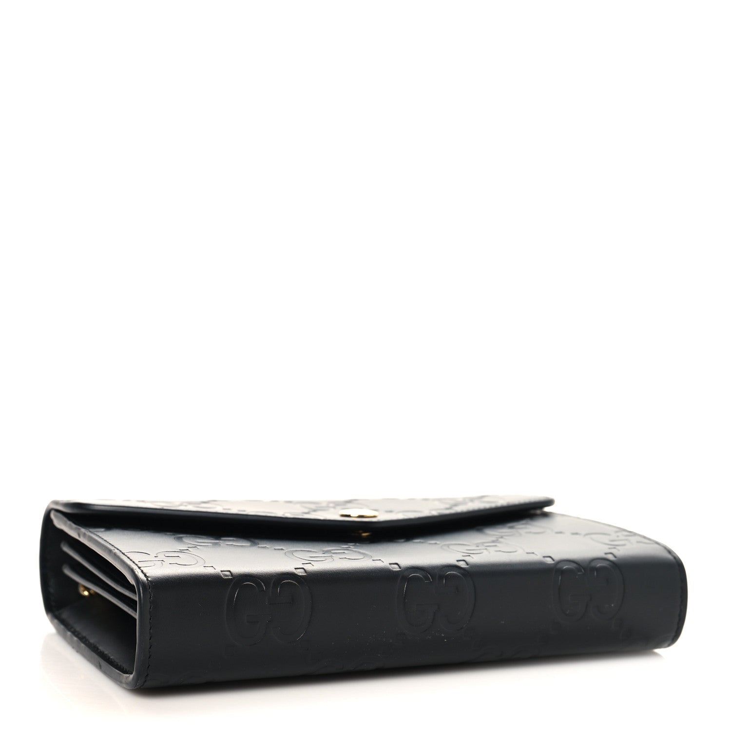 Calfskin GG Debossed Chain Wallet Black
