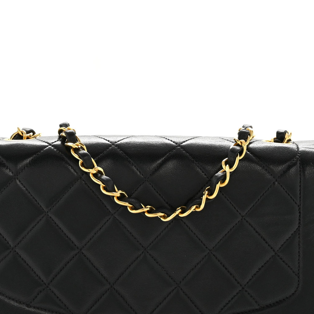 Lambskin Quilted Medium Single Flap Black