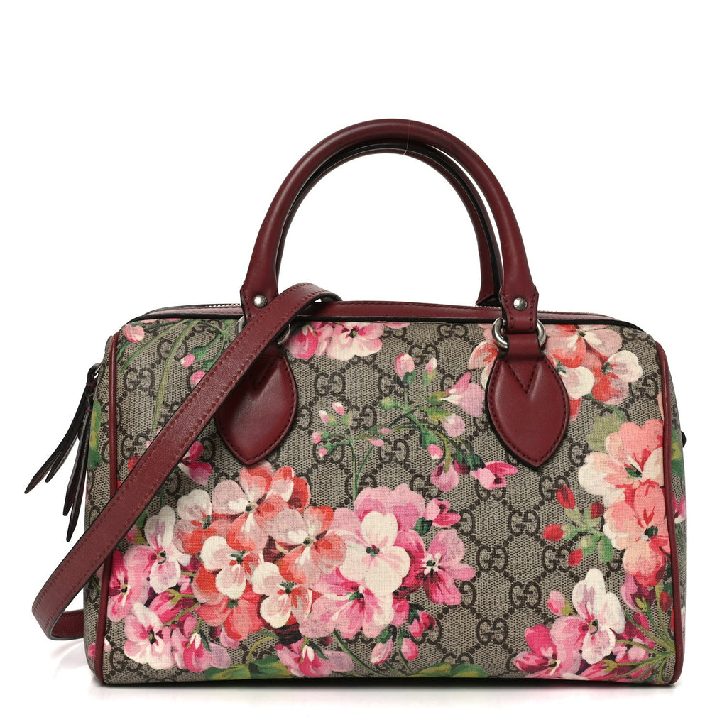 GG Supreme Monogram Blooms Small Boston Beige Multicolor Dry Rose