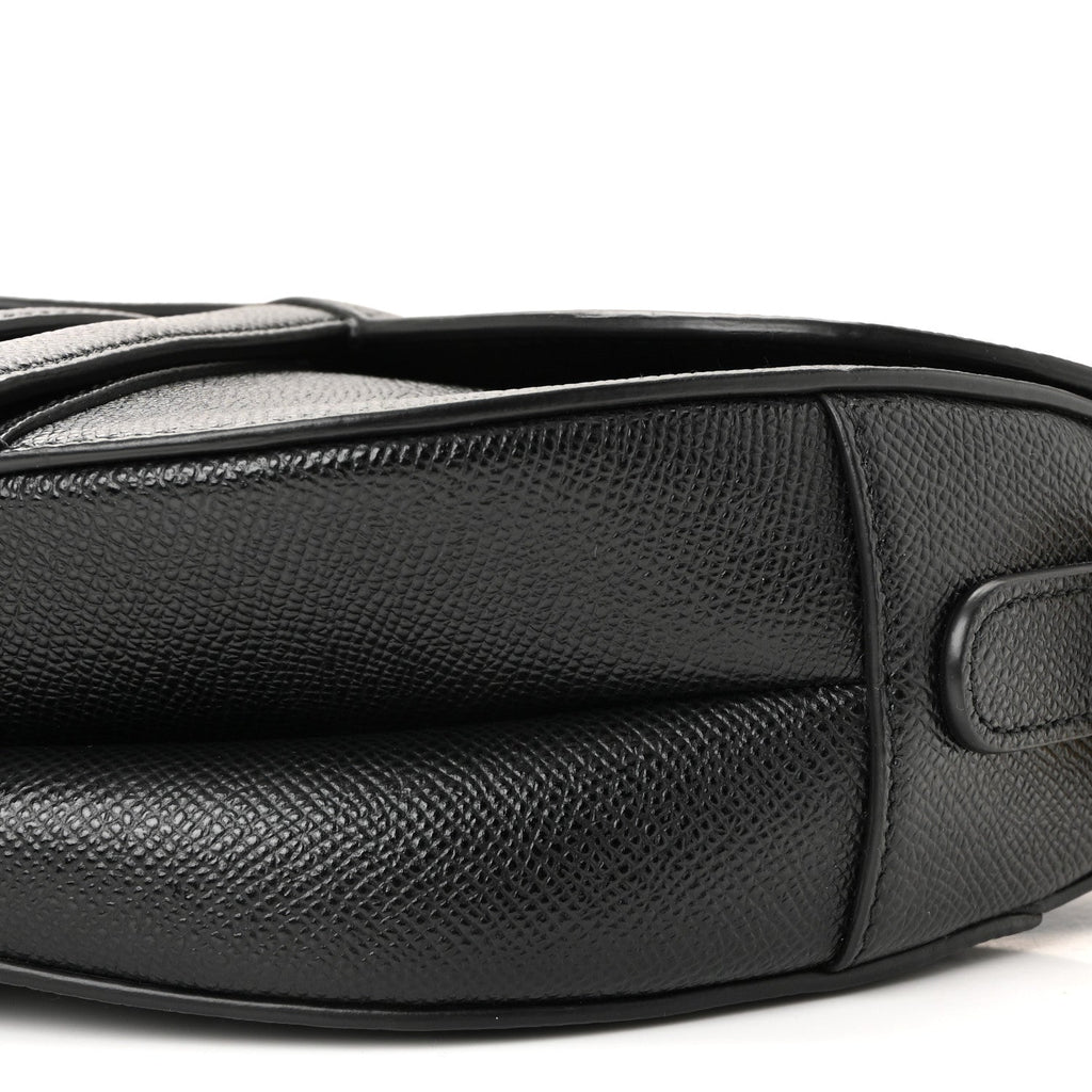 Grained Calfskin Saddle Bag With Strap Black