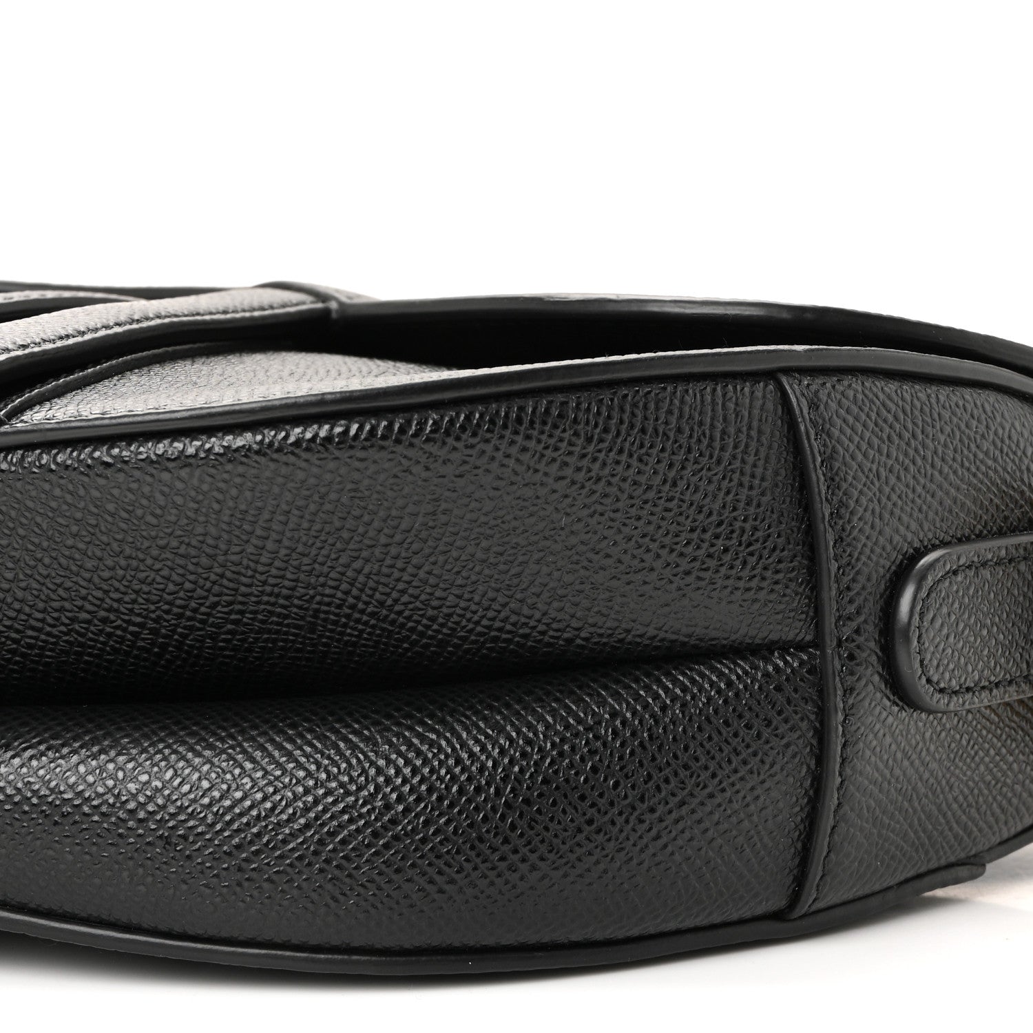 Grained Calfskin Saddle Bag With Strap Black