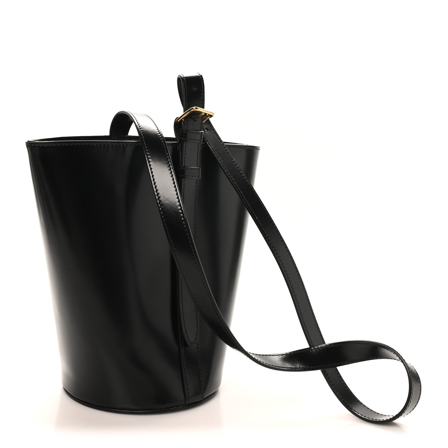 Shiny Calfskin Triomphe Bucket Bag Black