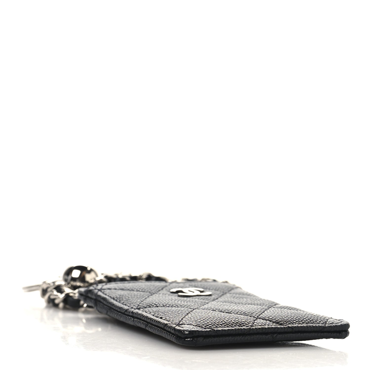 Caviar Quilted Key Holder  Holder On Chain Black