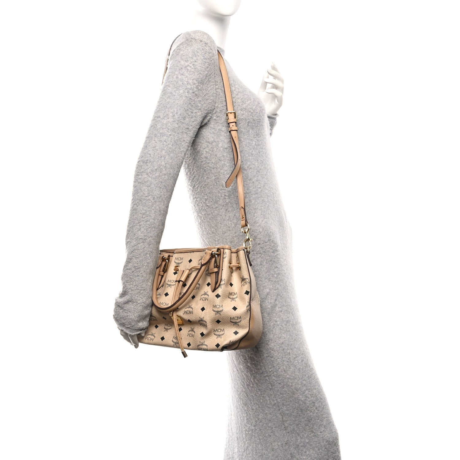 Visetos Medium Drawstring Shopper Beige