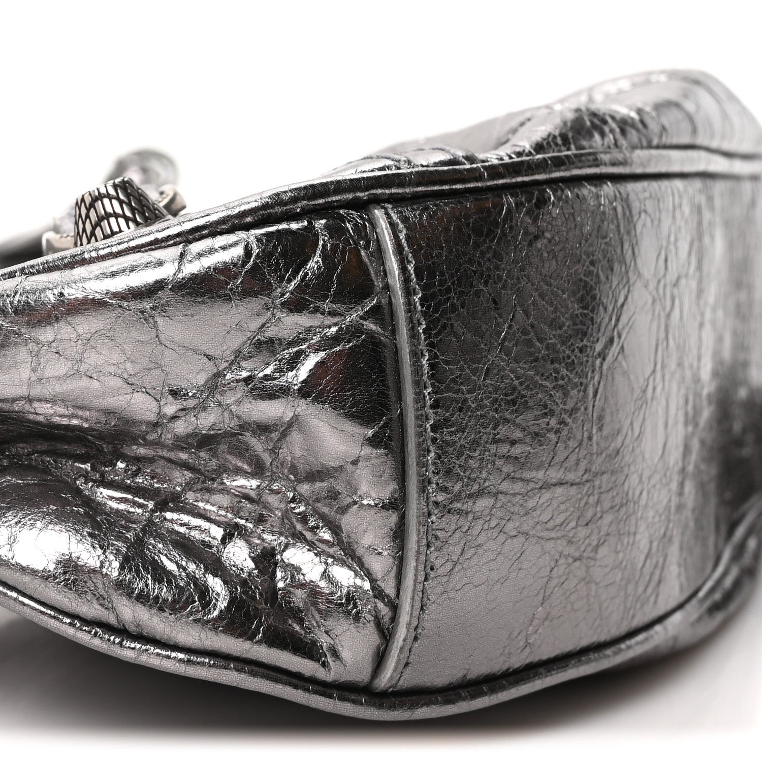 Metallic Agneau Arena Le Cagole Shoulder Bag XS Silver