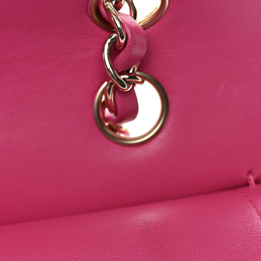 Lambskin Quilted Medium Double Flap Pink