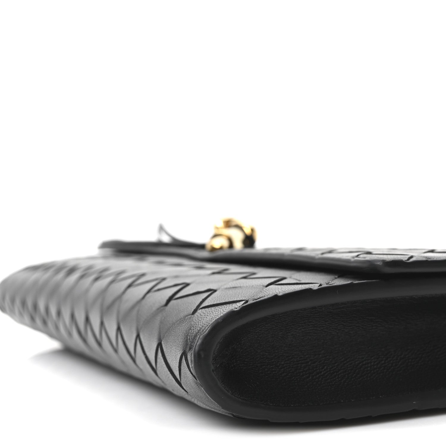 Nappa Intrecciato Long Andiamo Top Handle Clutch Black