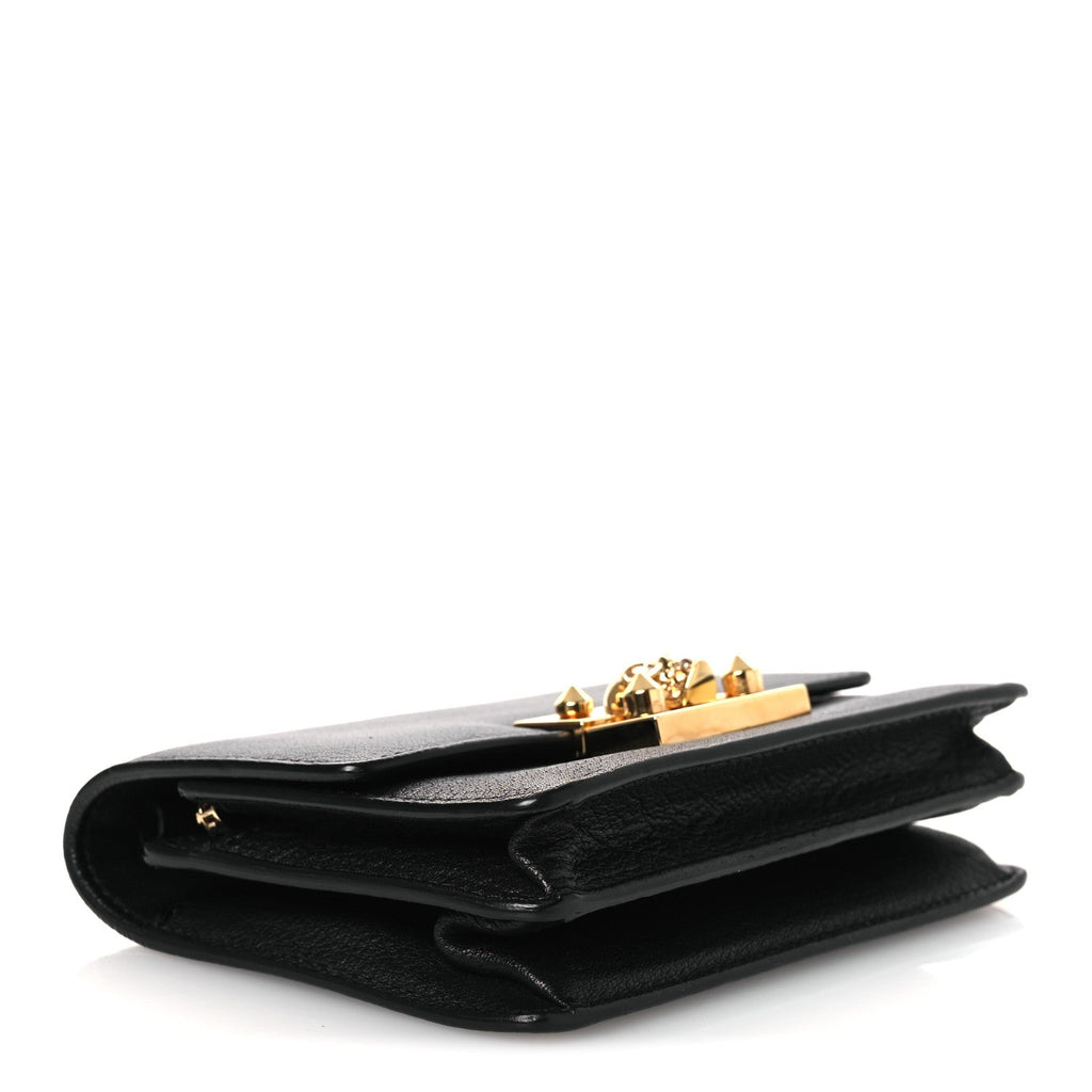 Calfskin Skull Mini Clutch Black