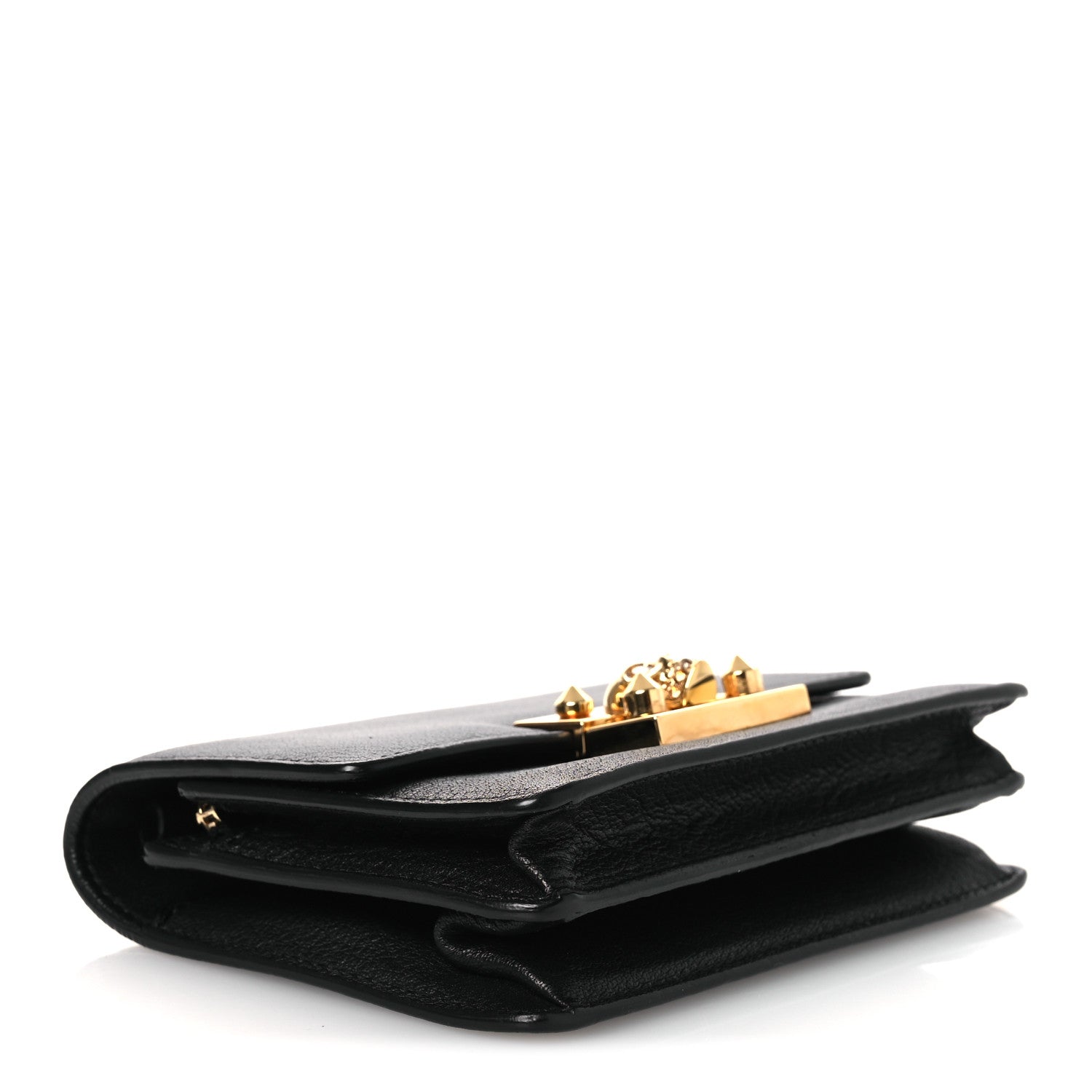 Calfskin Skull Mini Clutch Black