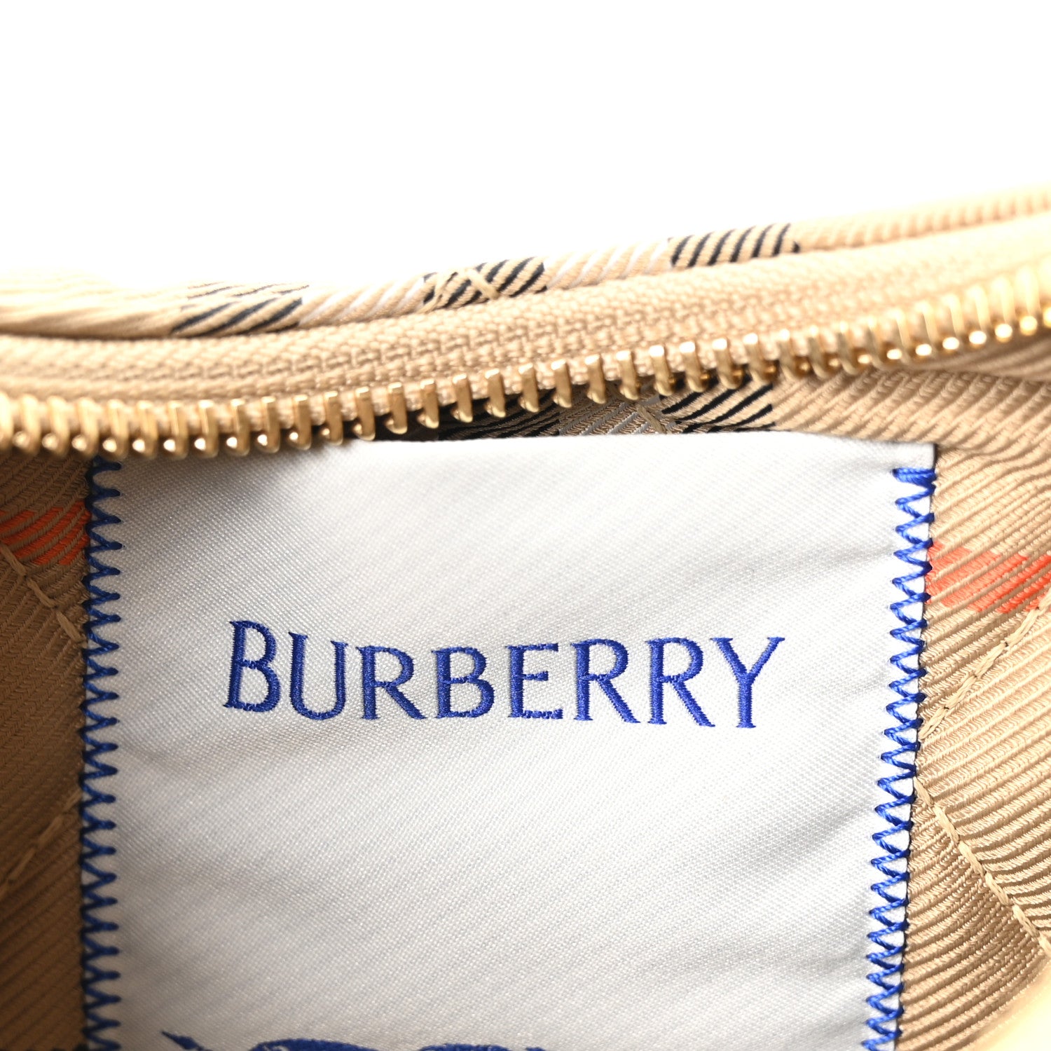 Nylon Check Horseshoe Crossbody Bag Sand Beige