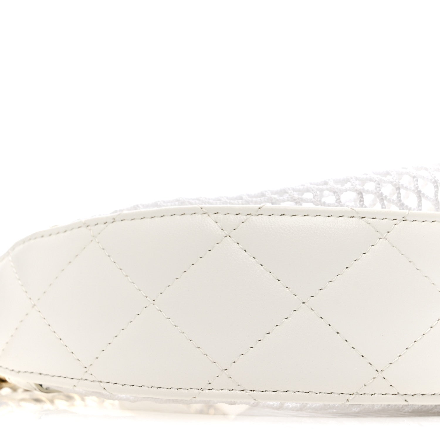 Mesh Shiny Lambskin Chain Hobo White