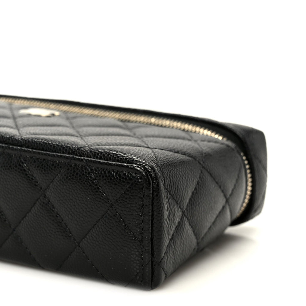 Caviar Quilted Top Handle Slim Vanity With Chain Black