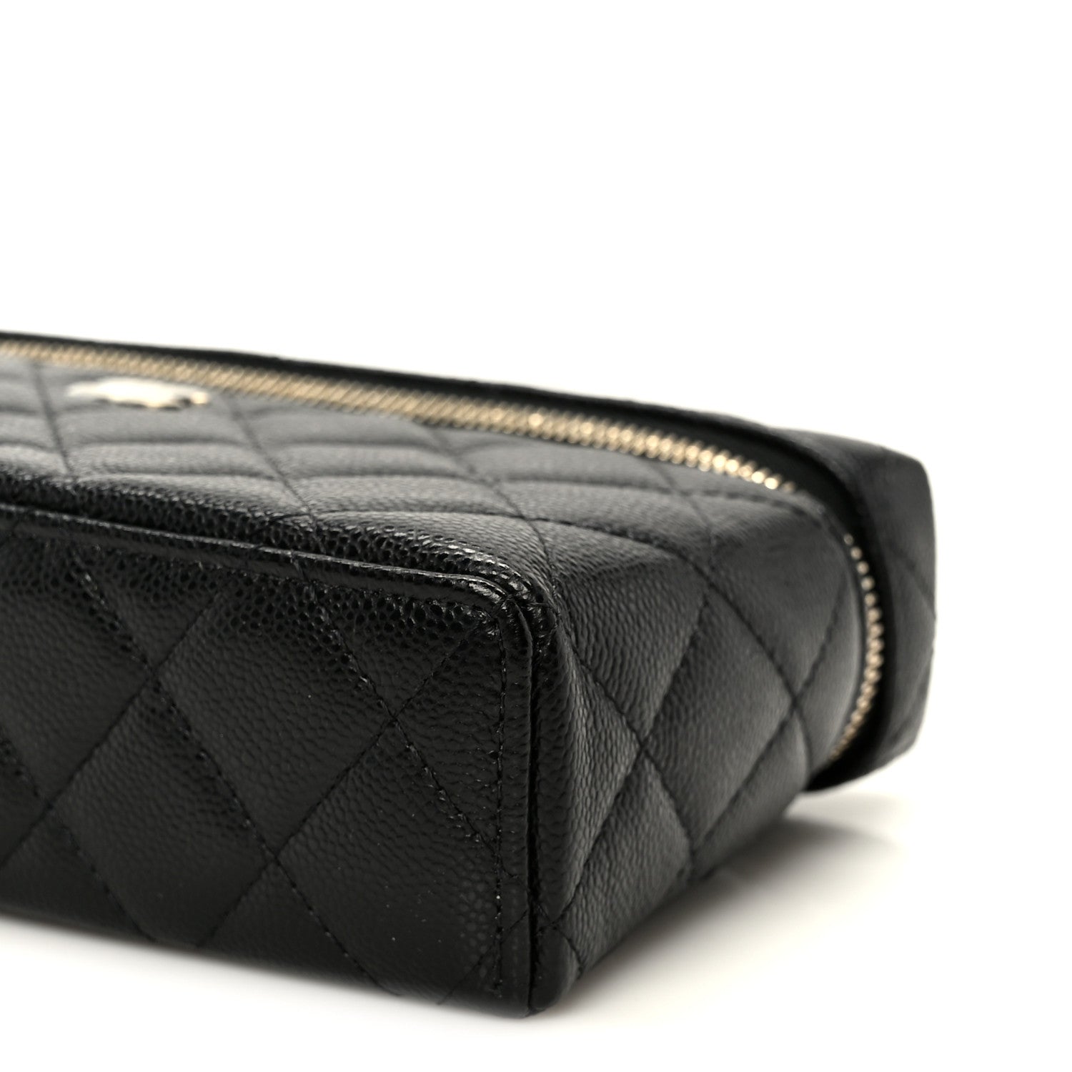 Caviar Quilted Top Handle Slim Vanity With Chain Black