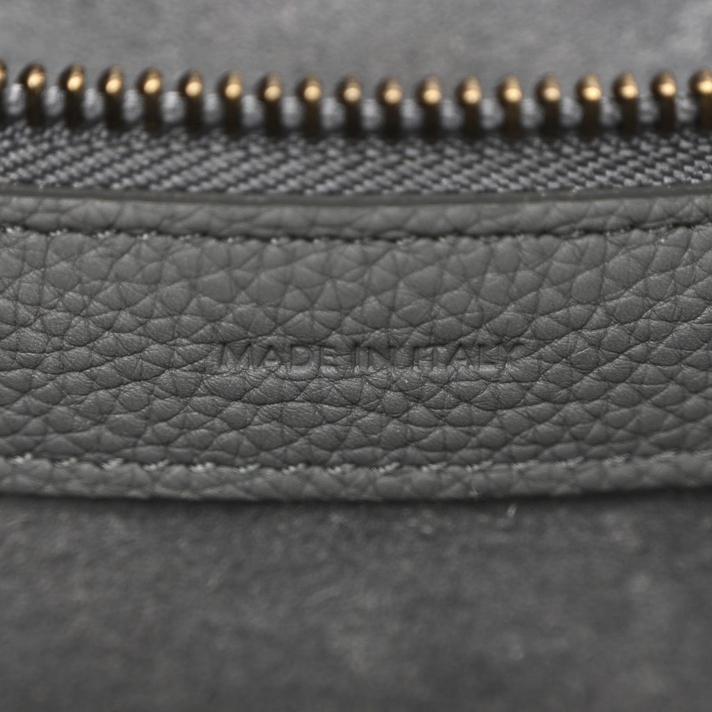 Baby Drummed Calfskin Micro Luggage Kohl