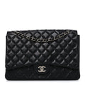 Lambskin Quilted Maxi Single Flap Black