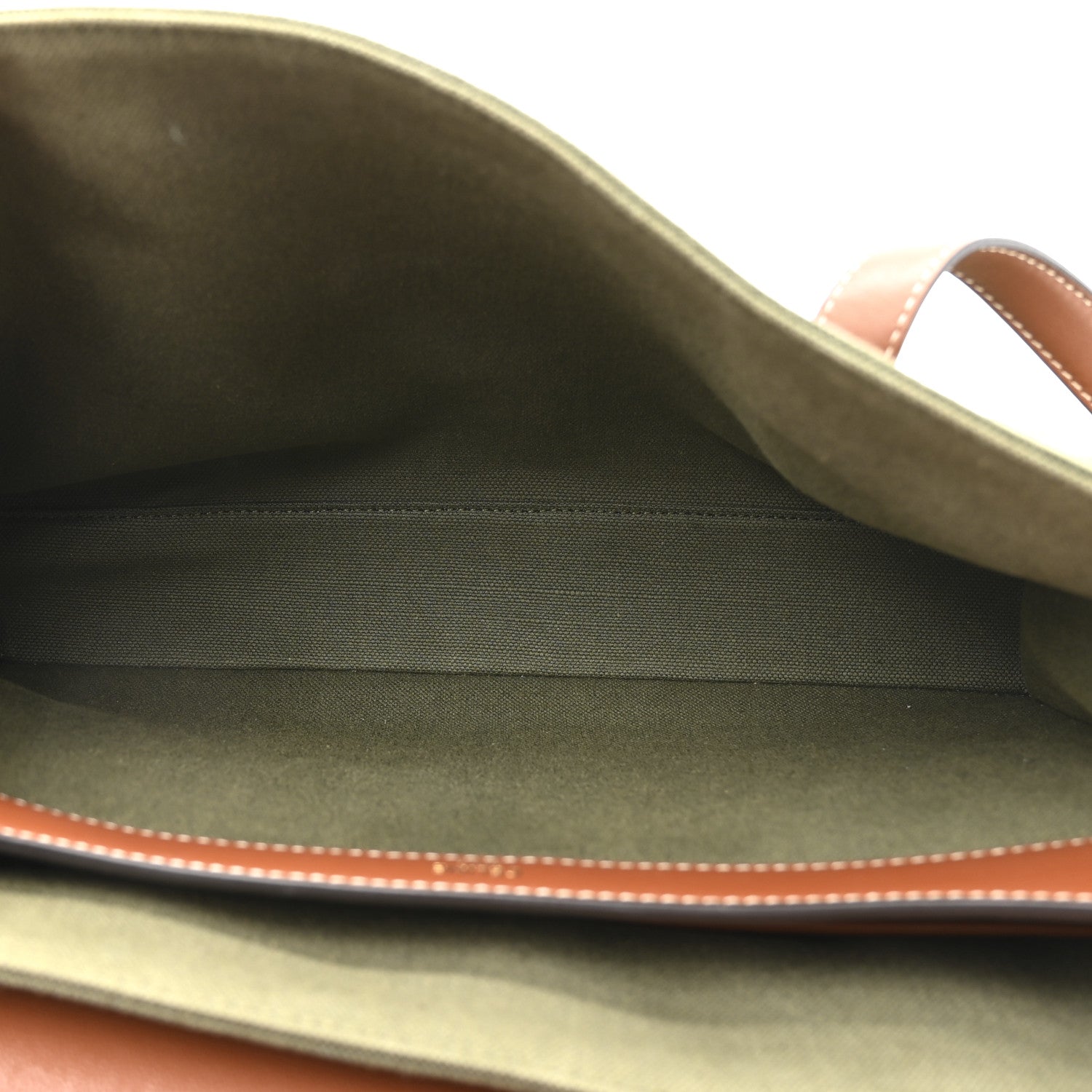 Canvas Calfskin Medium Soft 16 Top Handle Bag Khaki Tan