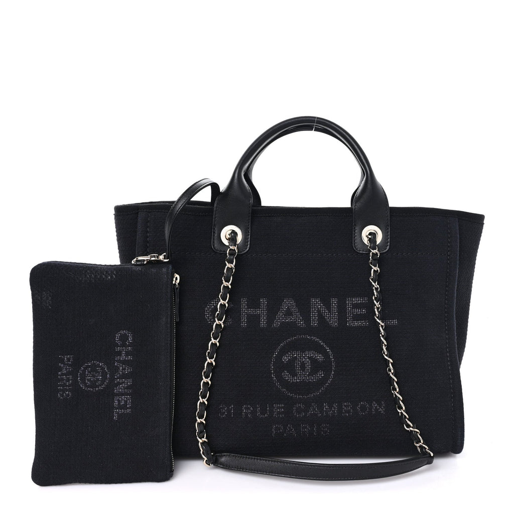 Mixed Fibers Calfskin Small Deauville Tote Black