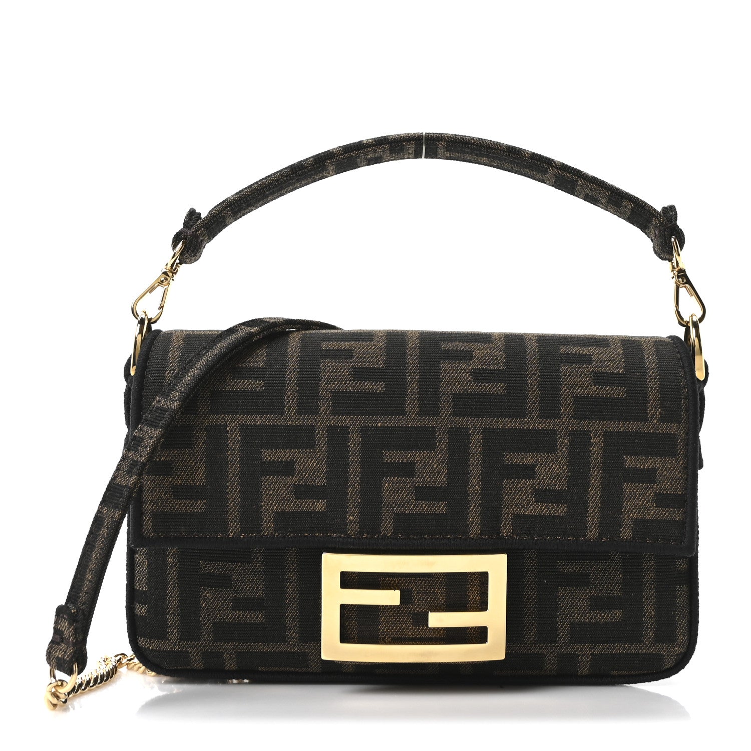 Fabric Jacquard FF 1974 Mini Baguette Tobacco Moro Black