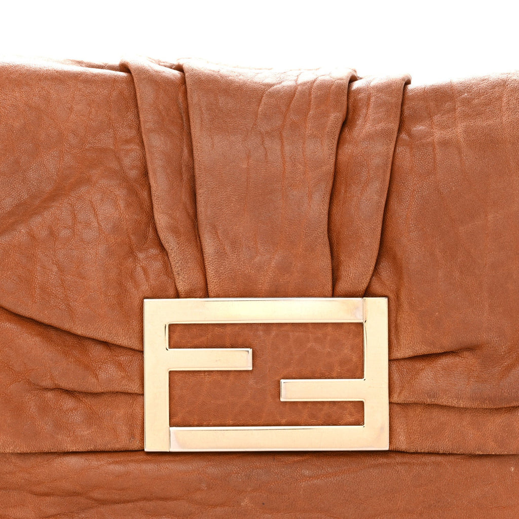 Crinkled Lambskin Mia Shoulder Flap Camel
