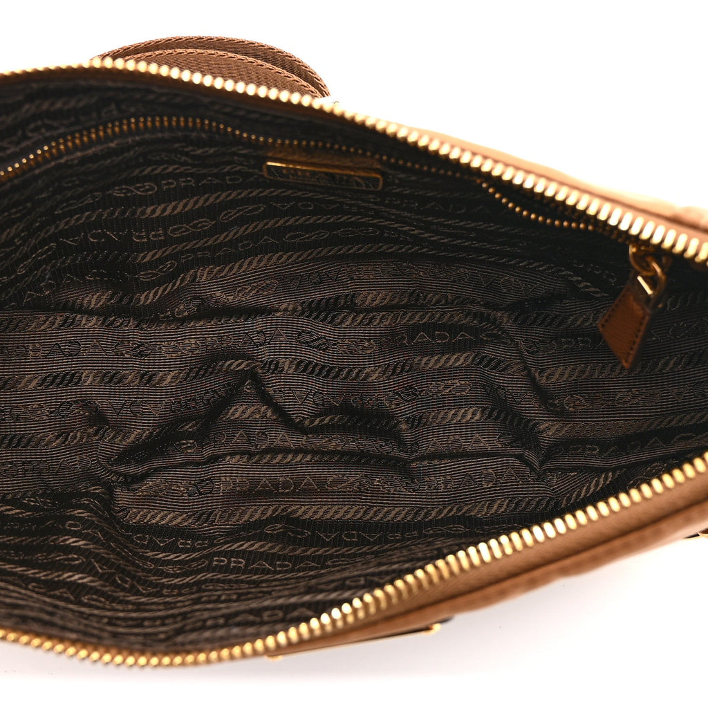 Re-Nylon Saffiano Demi-lune Shoulder Bag Brandy