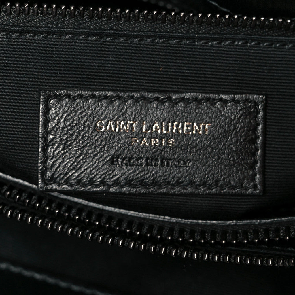 Calfskin Y Quilted Monogram Monochrome Medium Loulou Chain Satchel Black