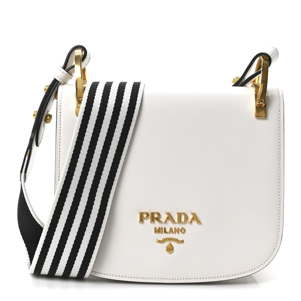 City Calf Striped Pionniere Saddle Bag White Black