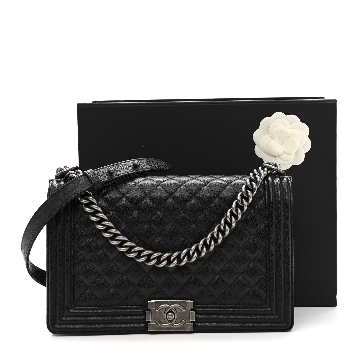 Caviar Quilted New Medium Boy Flap Black