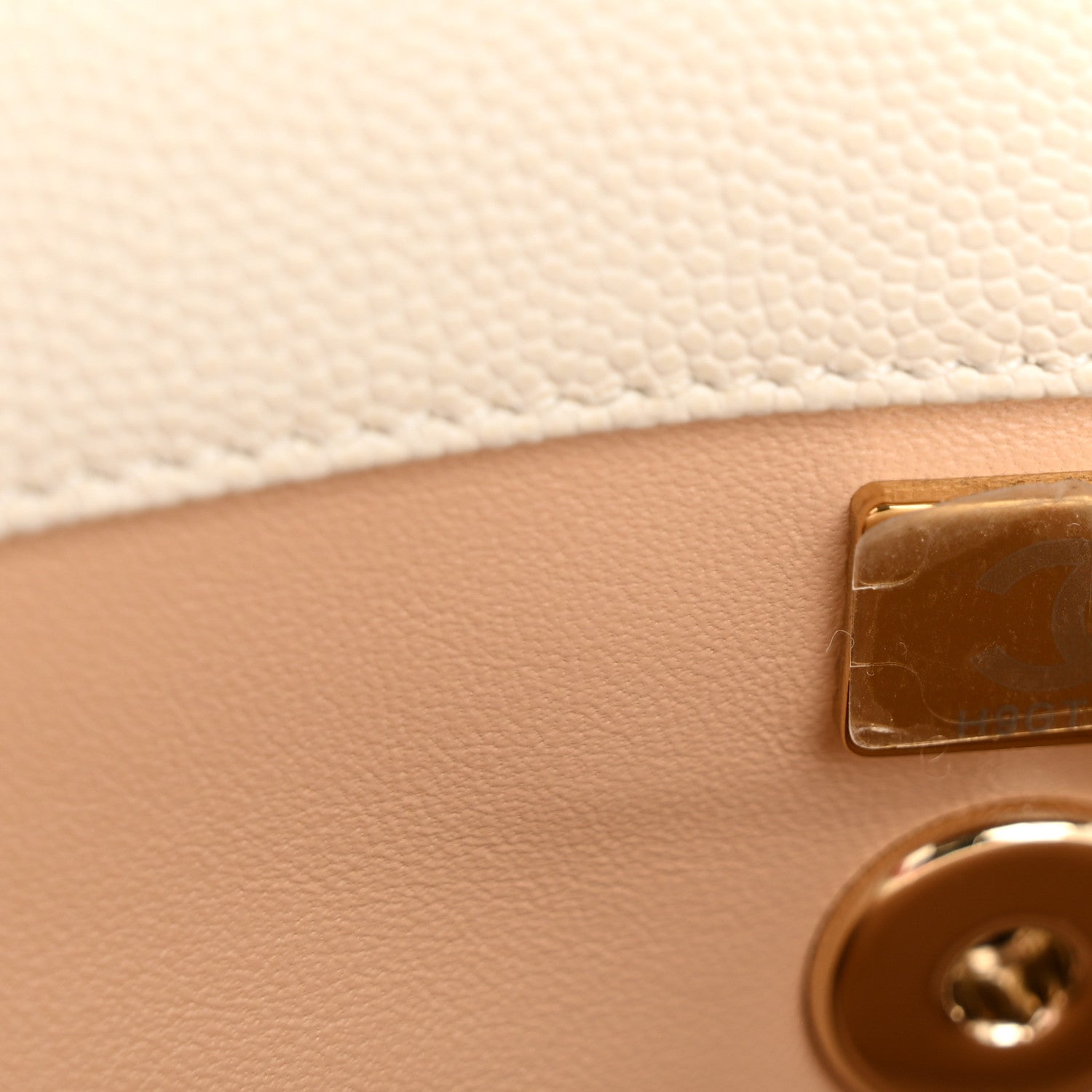 Caviar Quilted Mini Coco Handle Flap White