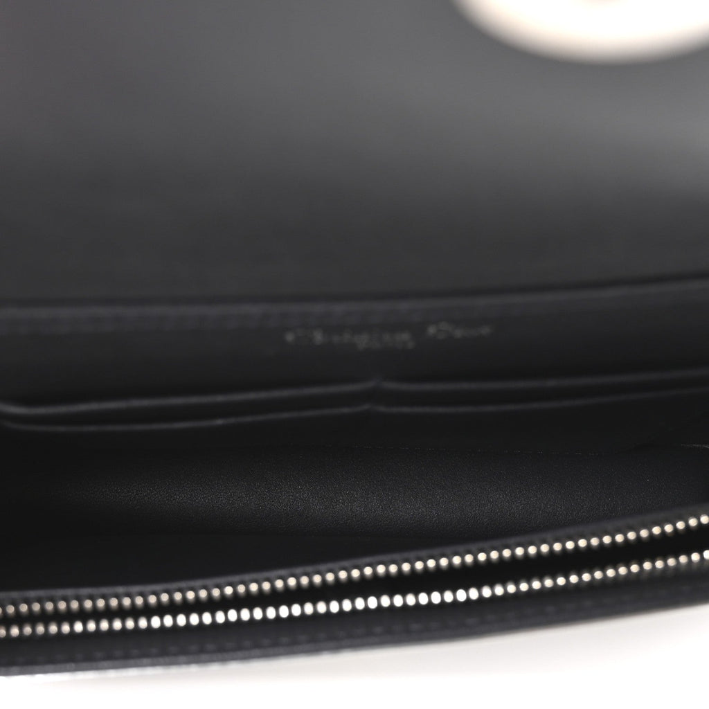 Metallic Patent Micro-Cannage Diorama Wallet on Chain Pouch Silver