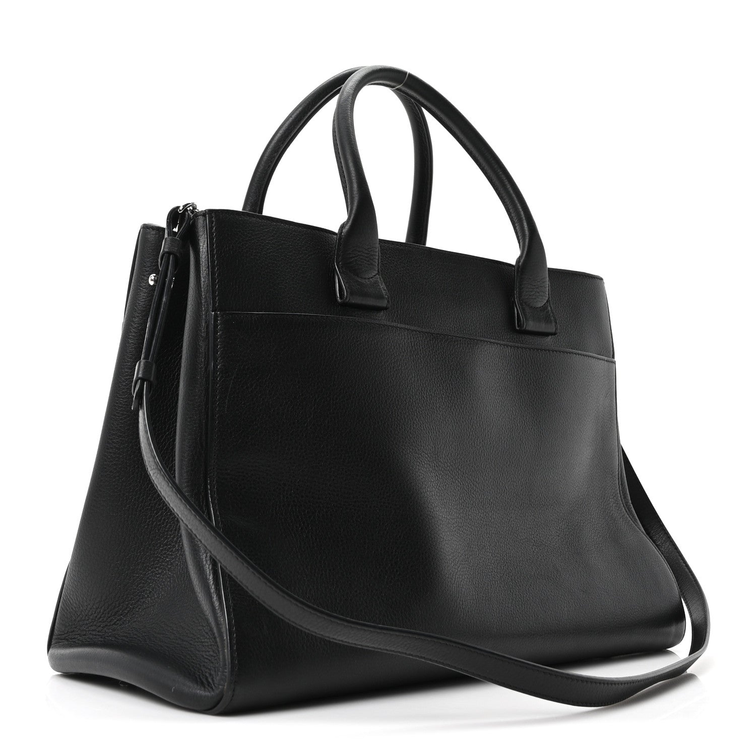 Grained Calfskin Medium Neo Executive Shopper Tote Black