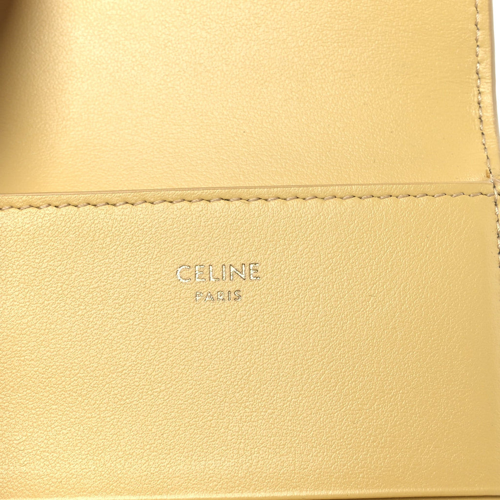 Shiny Calfskin Compact Triomphe Wallet With Coin Purse Pollen