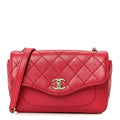 Goatskin Quilted Coco Curve Flap Messenger Flap Red