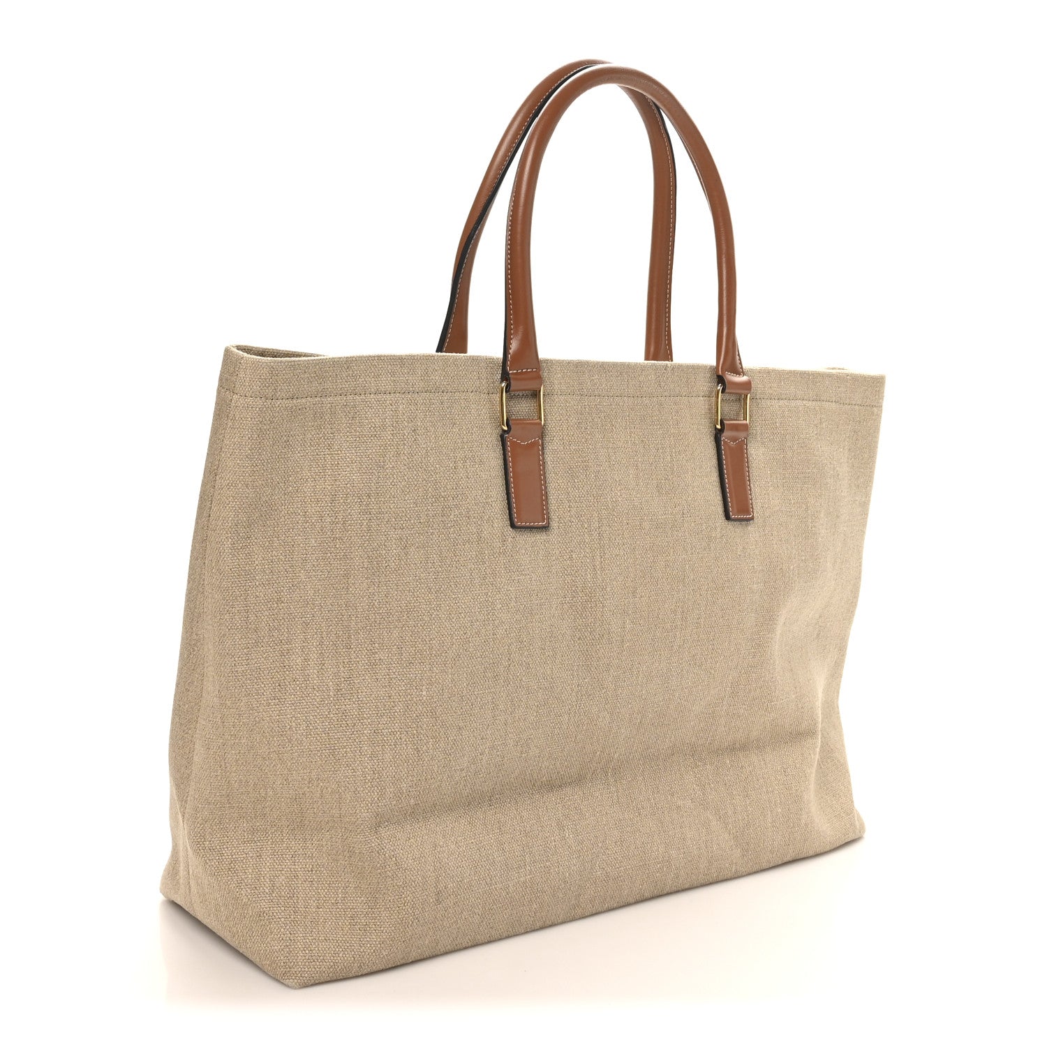 Canvas Calfskin Paris Horizontal Cabas Tan