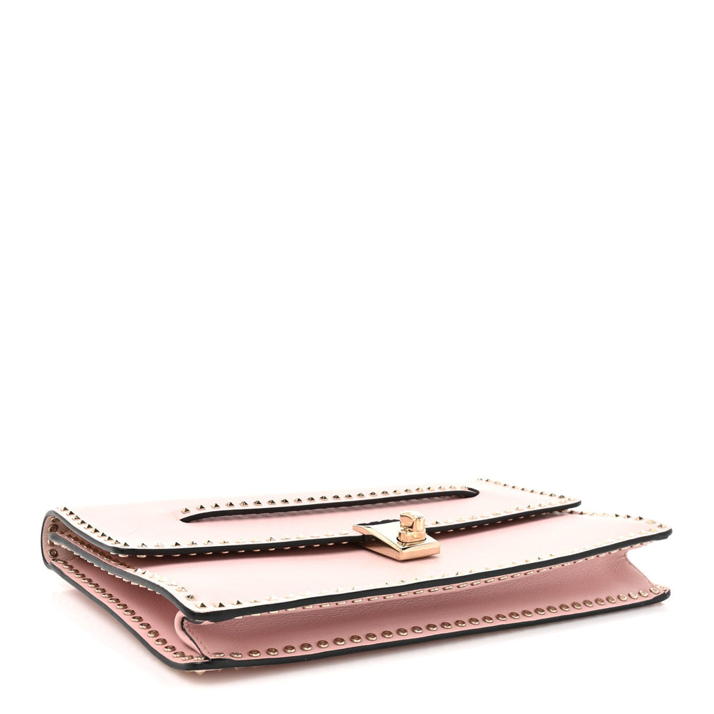 Nappa Micro Rockstud Wristlet Clutch Water Rose