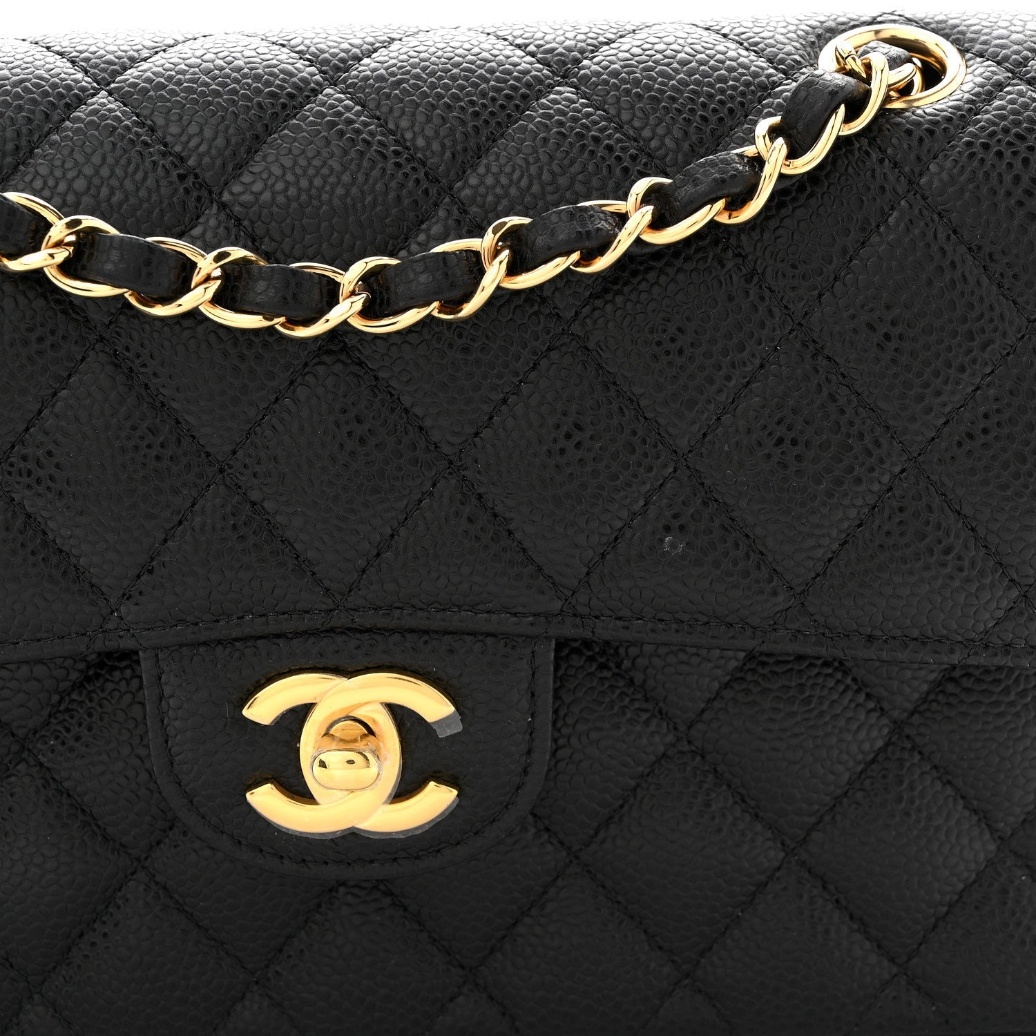 Caviar Quilted Small Double Flap Black