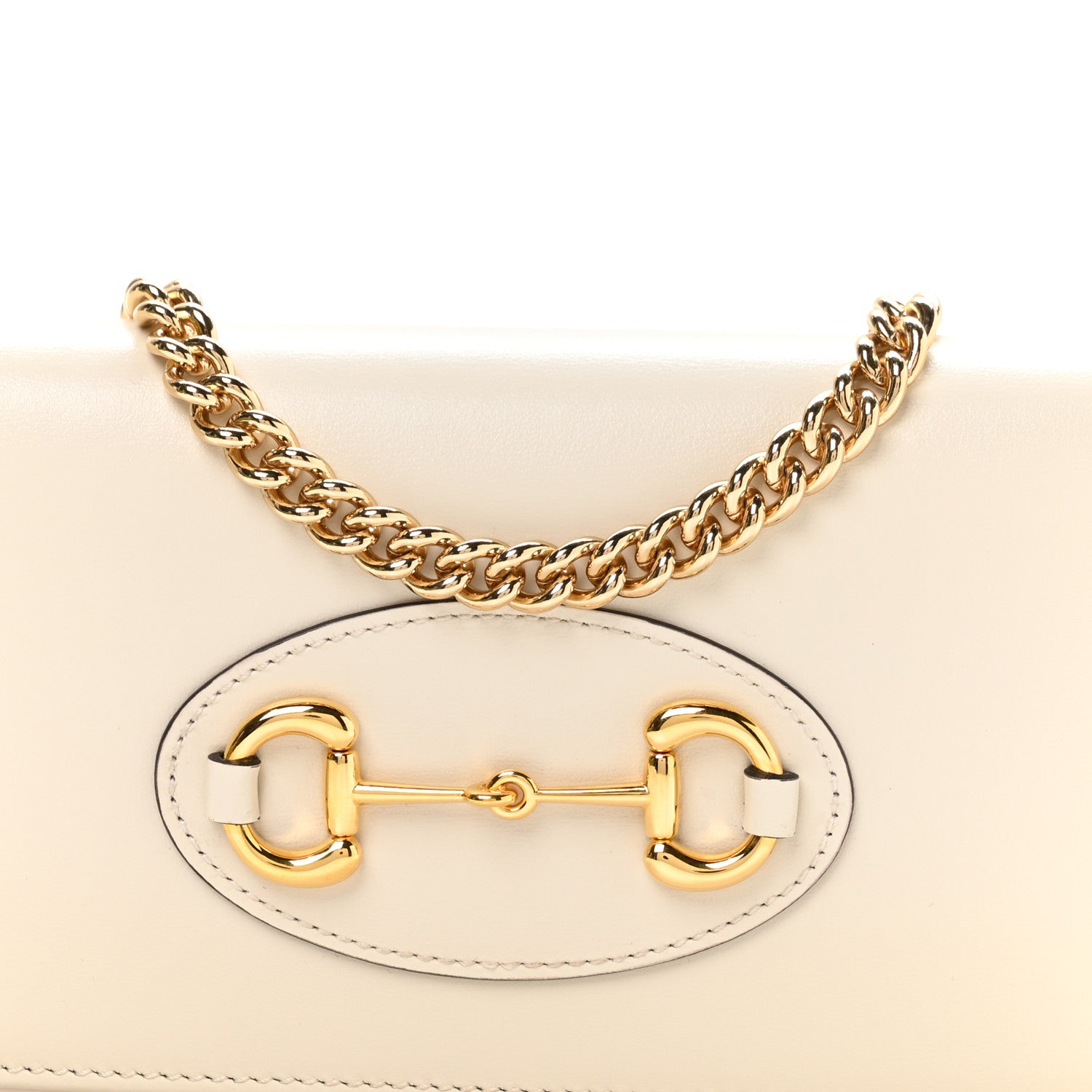 Boarded Plutone Calfskin Horsebit 1955 Wallet On Chain Mystic White