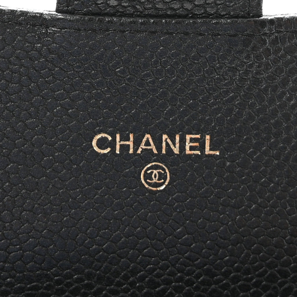 Caviar Quilted Small Flap Wallet Black
