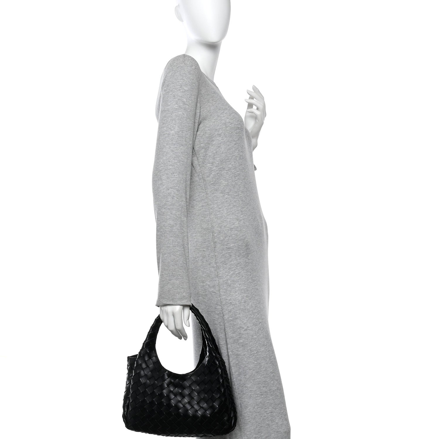 Nappa Intrecciato Small Campana Shoulder Bag Black