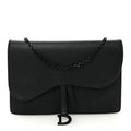 Ultra Matte Calfskin Saddle Chain Pouch Black
