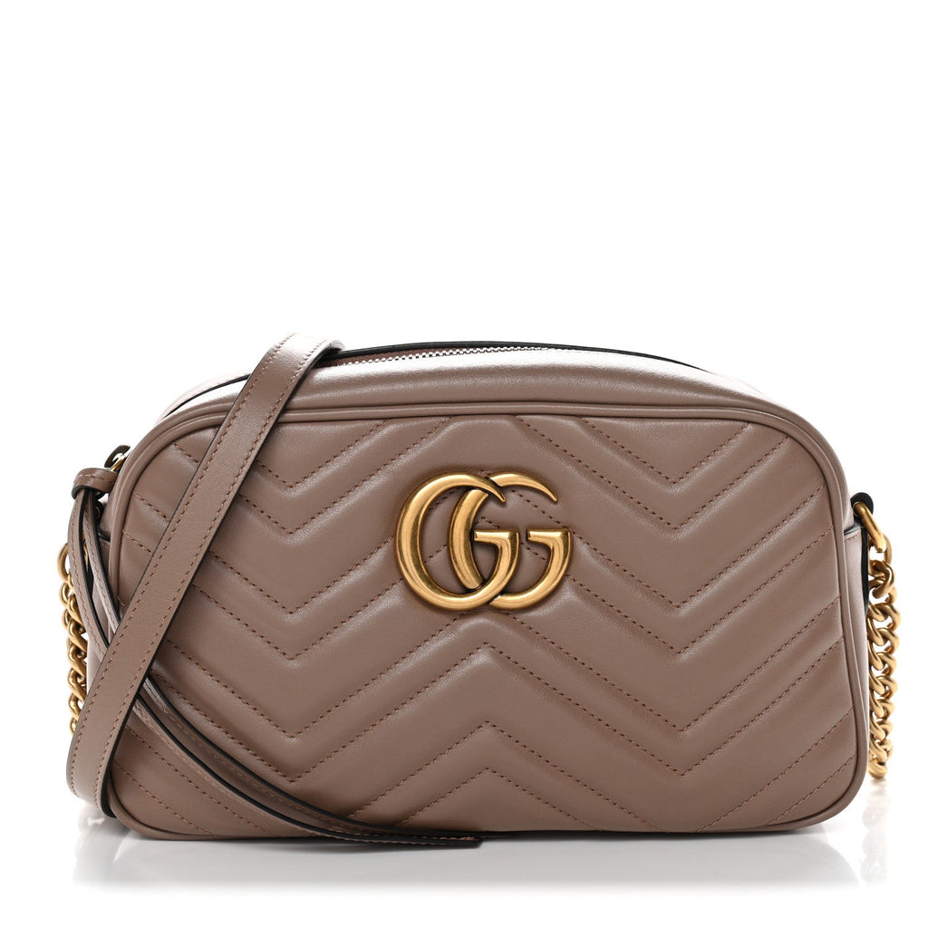 Calfskin Matelasse Small GG Marmont Chain Shoulder Bag Porcelain Rose