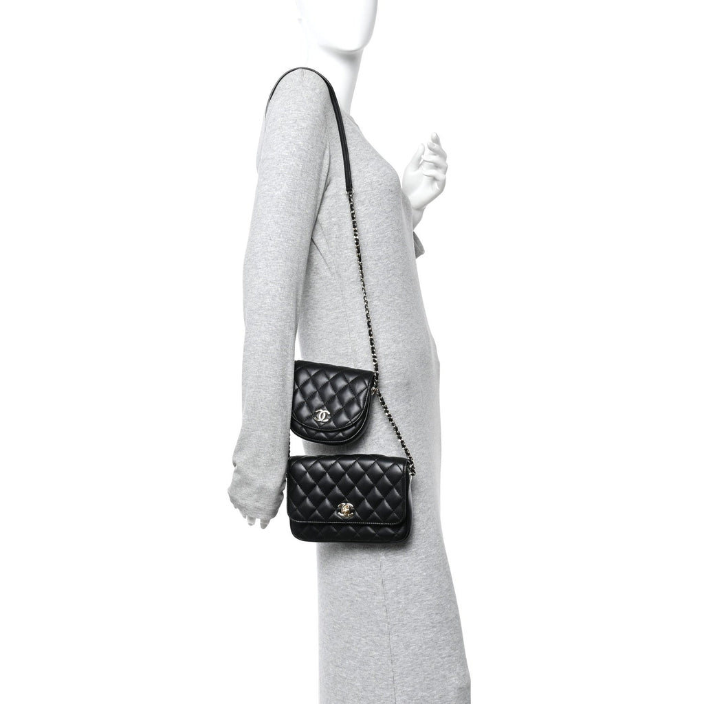 Lambskin Quilted Side Packs Black