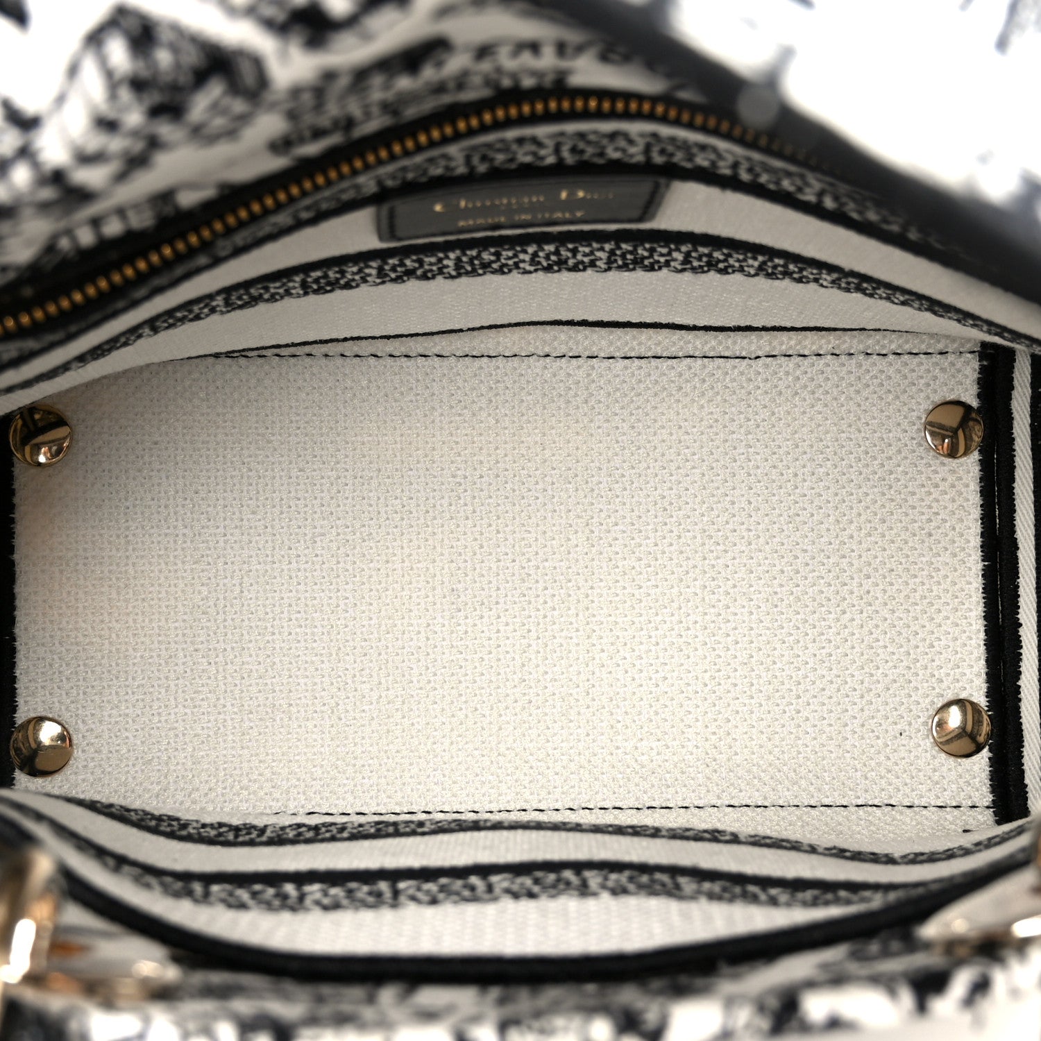 Canvas Embroidered Plan de Paris Medium Lady D-Lite White Black