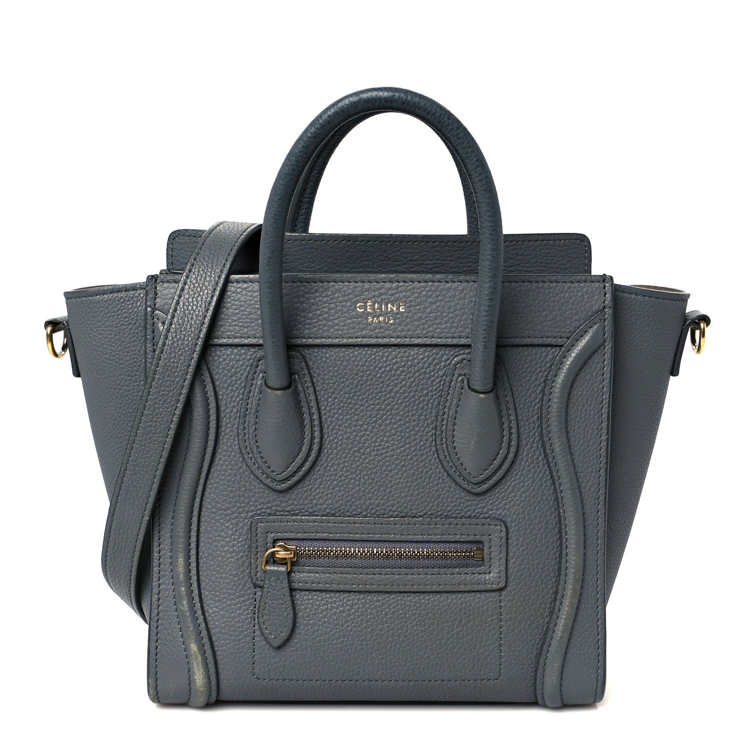 Drummed Calfskin Nano Luggage Kohl