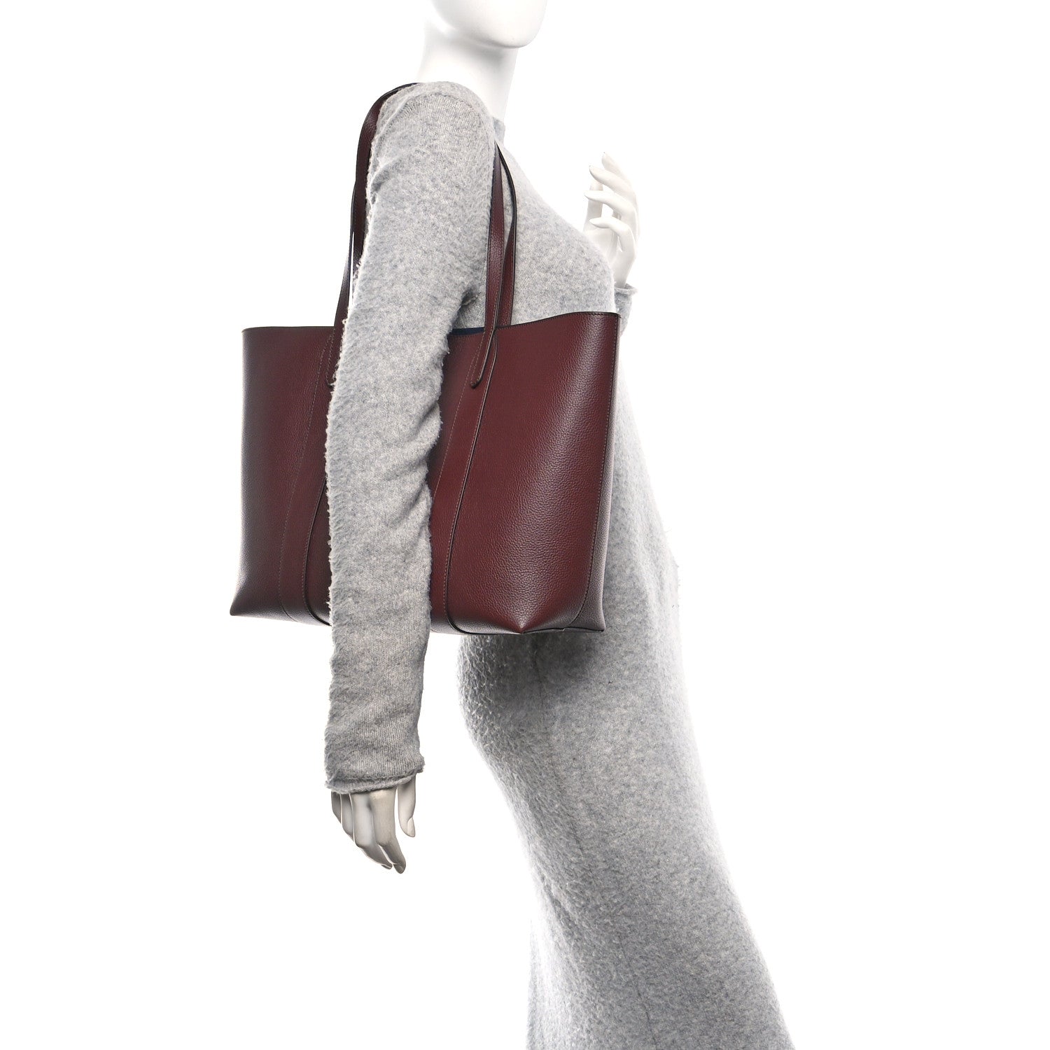 Small Classic Grain Bayswater Tote Burgundy Oxford Blue