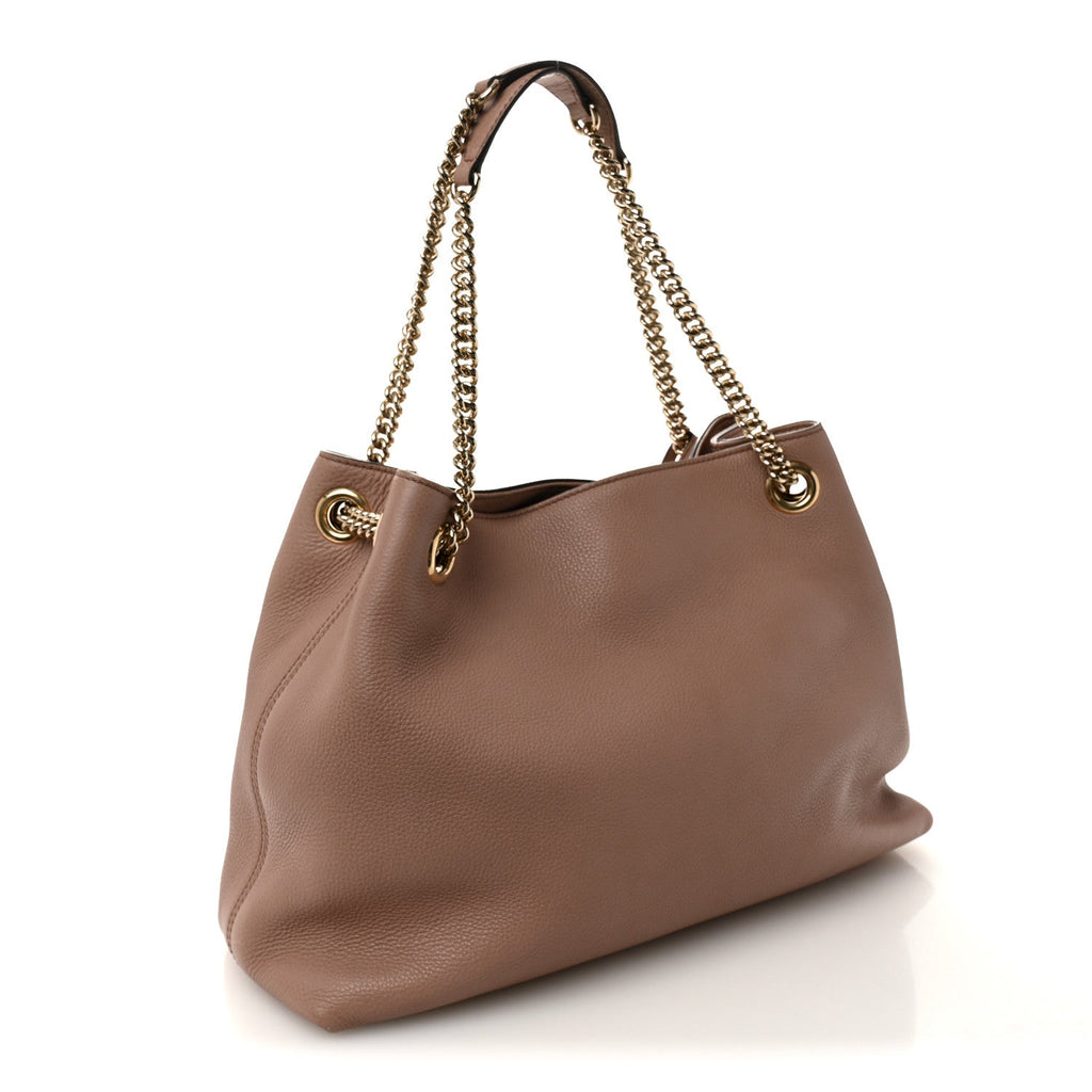Pebbled Calfskin Medium Soho Chain Shoulder Bag Camelia