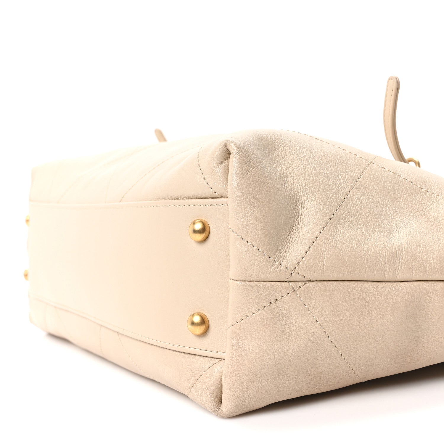 Calfskin Quilted Small Shopping Bag Beige