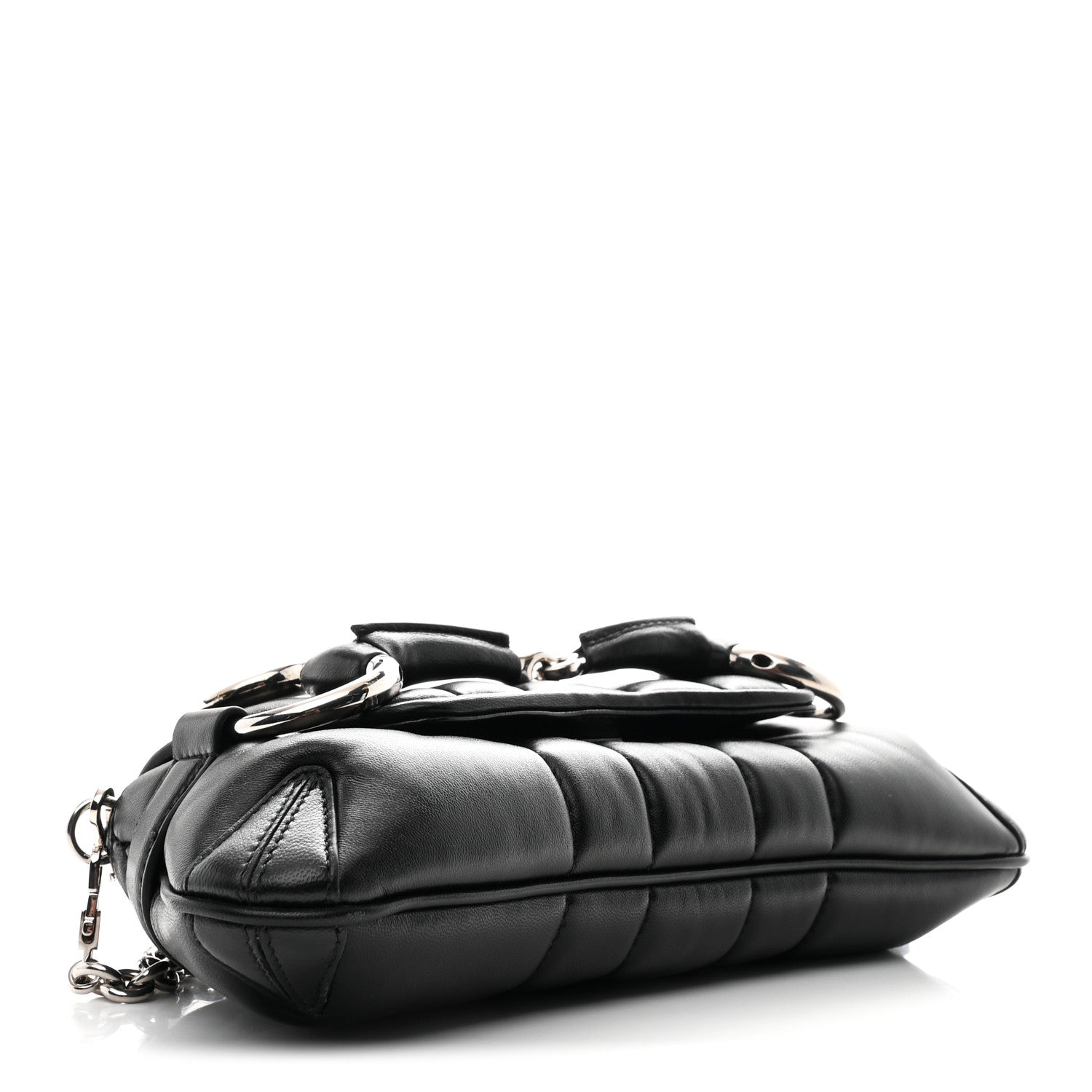 Nappa Vertical Matelasse Small Maxi Horsebit Chain Shoulder Bag Black